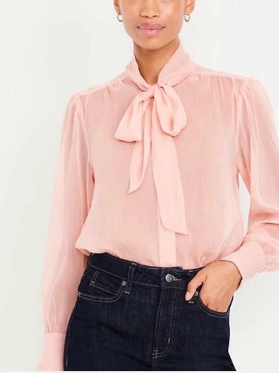 Old Navy Tops - NWT Old Navy Pink Tie-Neck Long-Sleeve Blouse